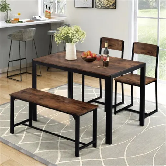 BOXED BIGS 4-PERSON DINING TABLE IN RUSTING BROWN (1 BOX)