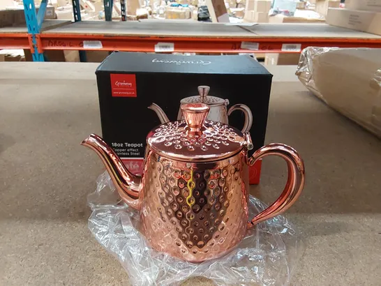 BOXED CAFE OLE SANDRINGHAM STAINLESS STEEL SOLID COLOUR TEAPOT - 18OZ (1 BOX)