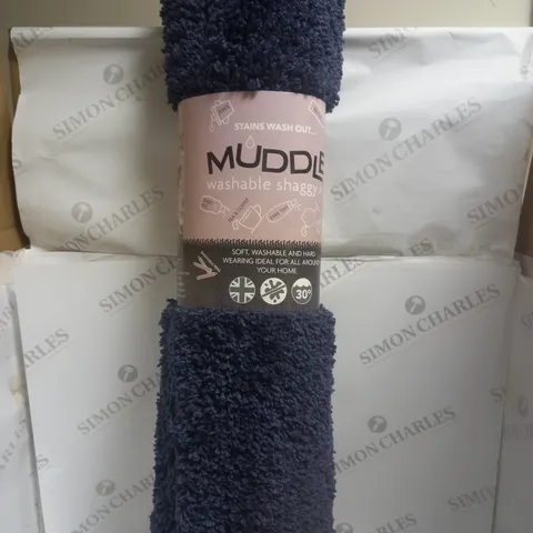 MUDDLE WASHABLE SHAGGY RUG NAVY