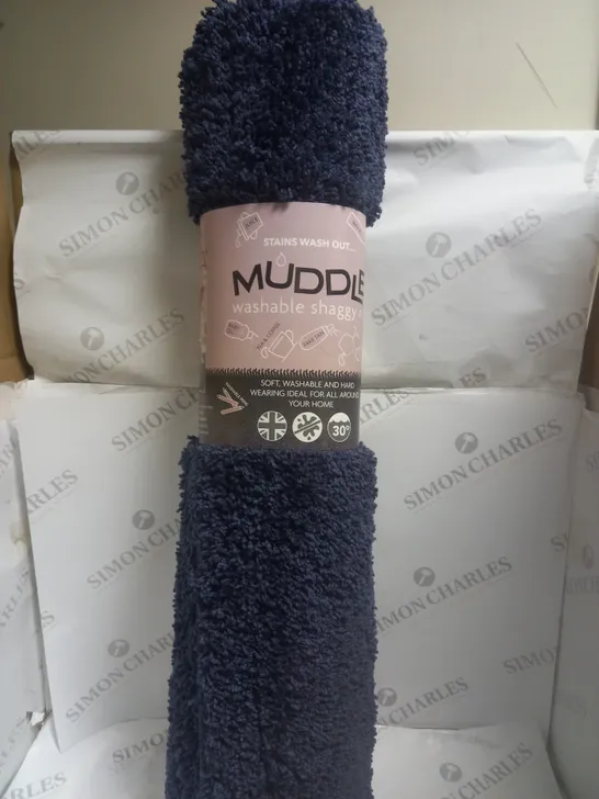 MUDDLE WASHABLE SHAGGY RUG NAVY