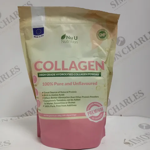 SEALED NU U NUTRITION HIGH GRADE HYDROLYSED COLLAGEN POWDER - 600G 