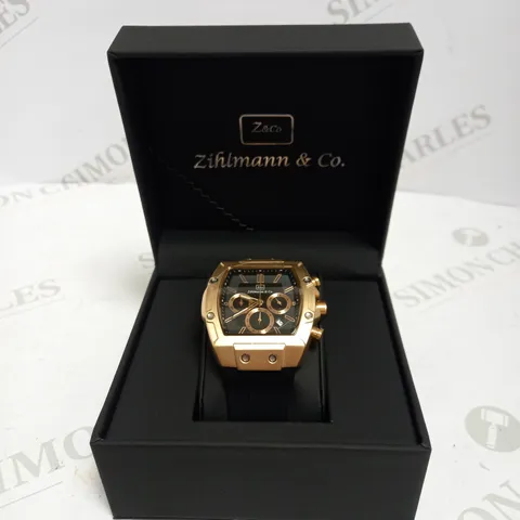 MENS ZIHLMANN & CO Z911 WATCH – CHRONOGRAPH MOVEMENT – ROSE GOLD DIAL – 3ATM – QUICK RELEASE RUBBER STRAP – 3ATM WATER RESISTANT 