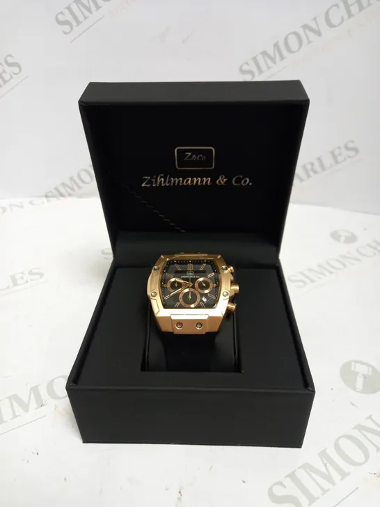 MENS ZIHLMANN & CO Z911 WATCH – CHRONOGRAPH MOVEMENT – ROSE GOLD DIAL – 3ATM – QUICK RELEASE RUBBER STRAP – 3ATM WATER RESISTANT 