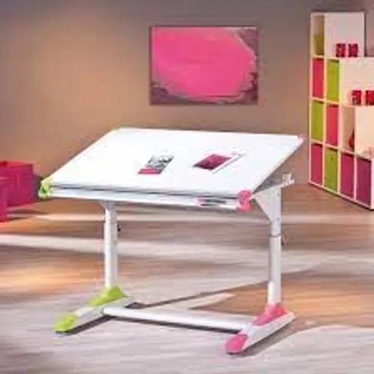 BRAND NEW & BOXED DEXTER CHILDREN'S COMPUTER DESK IN WHITE WITH PINK AND GREEN ALTER (2 BOXES)