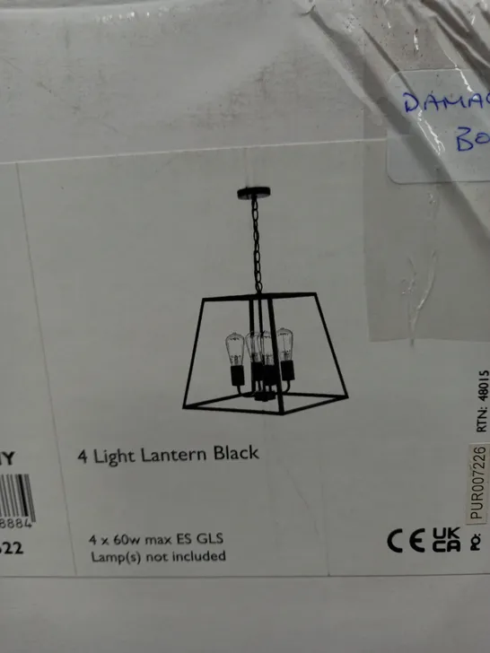 ACADEMY 4 LIGHT BLACK CEILING LANTERN PENDANT LIGHT