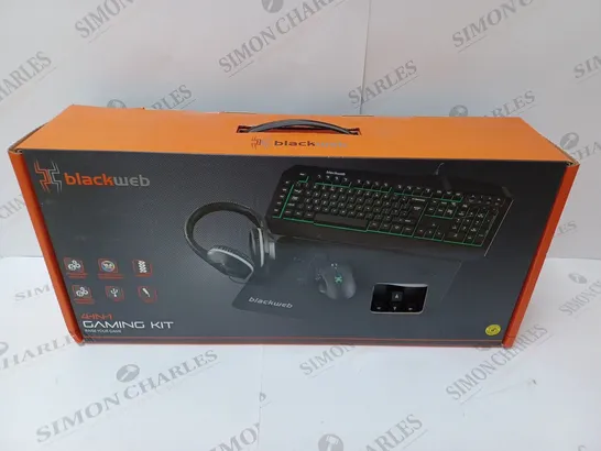 BRAND NEW BOXED BLACKWEB 4 IN 1 GAMING KIT INCLUDING KEYBOARD, MOUSE AND HEADSET