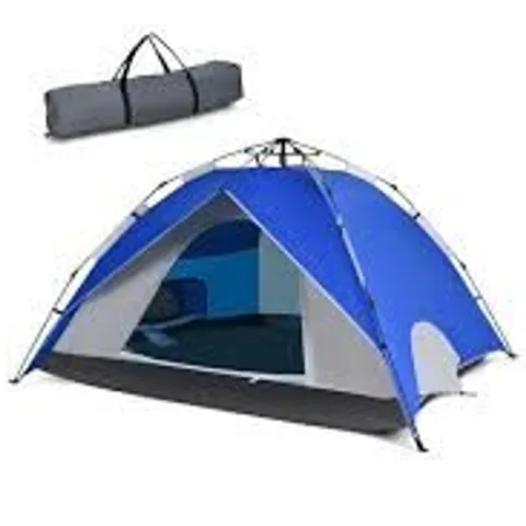 BOXED COSTWAY 2-IN-1, 4-PERSON INSTANT POP-UP WATERPROOF CAMPING TENT - BLUE