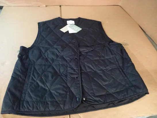 H&M BLACK QUILTED BODY WARMER - XL