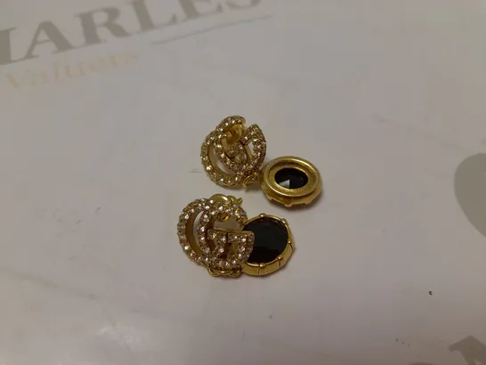 GUCCI DOUBLE G EAR RINGS WITH CRYSTAL