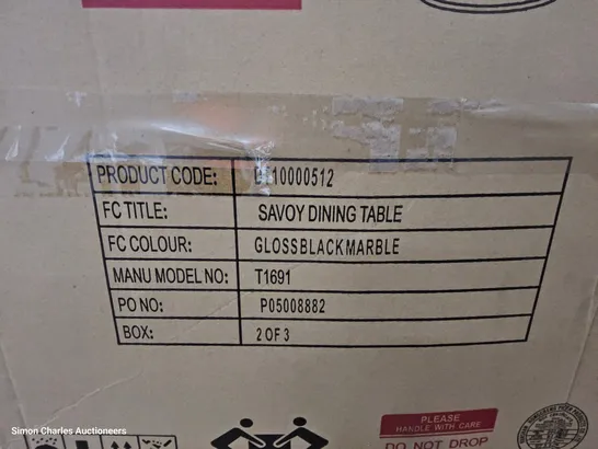 PALLET OF 8 SAVOY DINING TABLE GLOSS BLACK MARBLE BASES ( BOX 2 OF 3 ONLY)