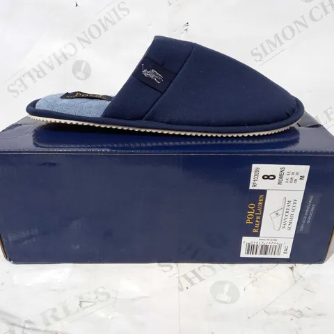 BOXED PAIR OF RALPH LAUREN POLO WOMEN'S MEMORY FOAM SLIP-ON SHOES IN NAVY UK SIZE 5.5