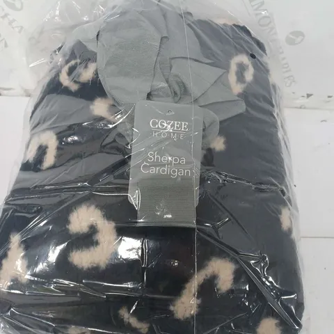 COZEE HOME SHERPA CARDIGAN IN BLACK LEOPARD - SIZE S/M