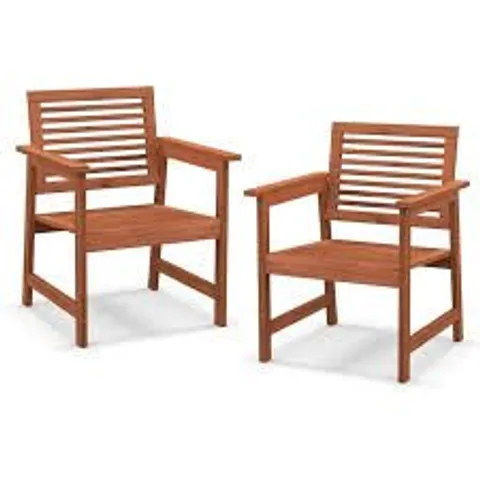 BOXED COSTWAY OUTDOOR SOLID WOOD DINING CHAIR SET OF 2