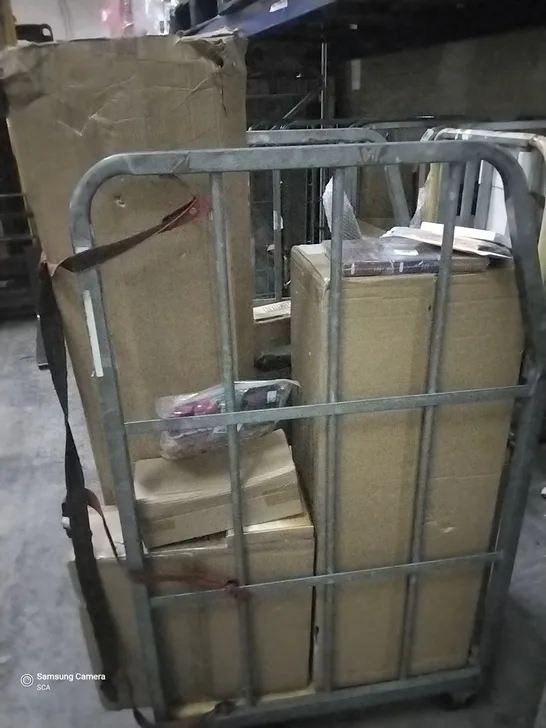 CAGE OF ASSORTED ITEMS TO INCLUDE MATTRESS, LIGHT FIXTURE, OUTDOOR ANTENNA ETC