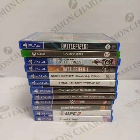 LOT OF 12 ASSORTED PS4/XBOX VIDEO GAMES TO INCLUDE THE LAST OF US, UFC 2, STAR WARS BATTLEFRONT ETC 