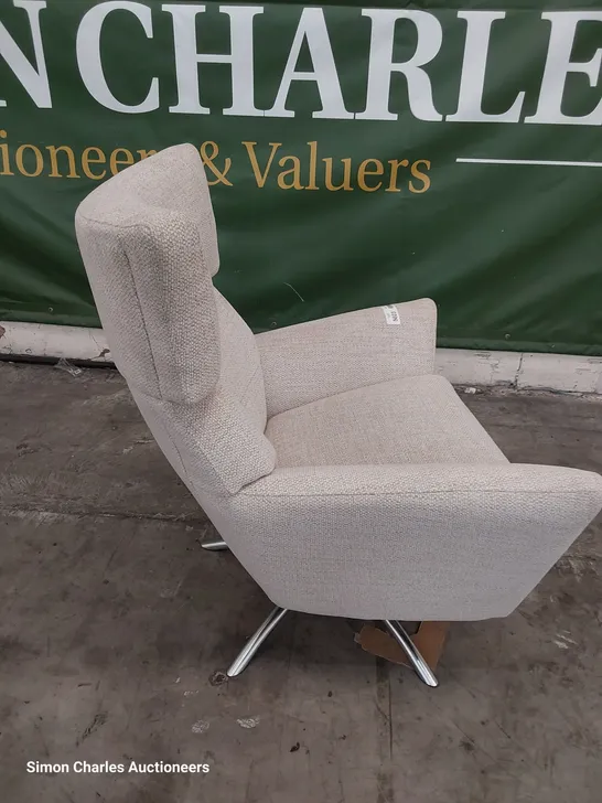 QUALITY BRITISH DESIGNER LOUNGE Co. JACOB SWIVEL WINGED CHAIR NATURAL FABRIC 