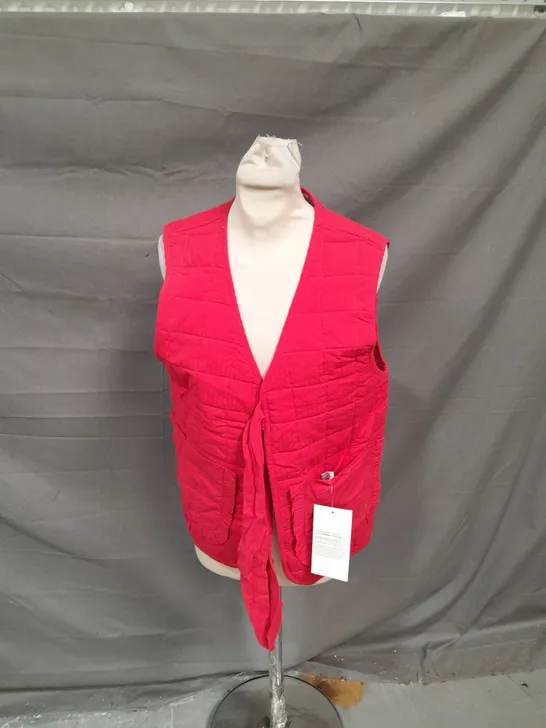 DAMSON MADERSON REVERSIBLE TIE GILET - RED RUFFLE // SIZE: 12 UK