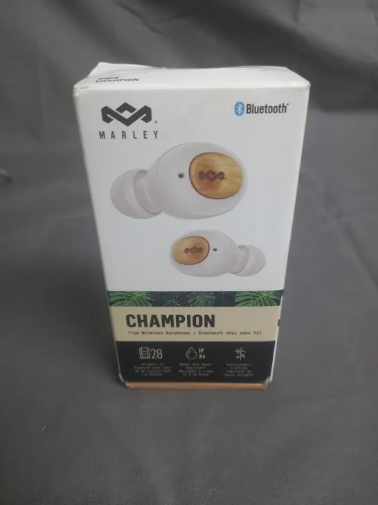 BOXED MARLEY CHAMPION TRUE WIRELESS EARPHONES - WHITE AUDI 