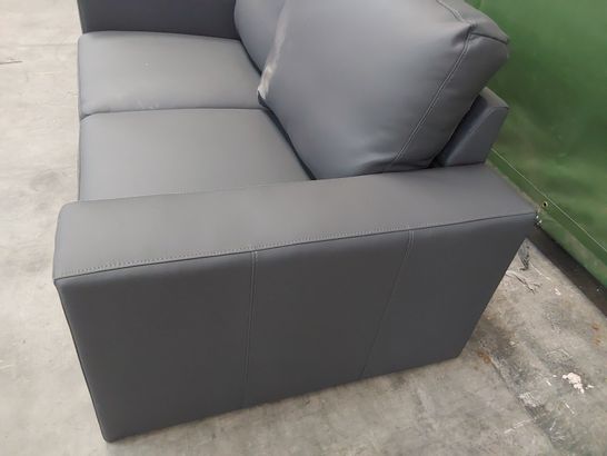 DESIGNER FIXED TWO SEATER SOFA GREY LEATHER