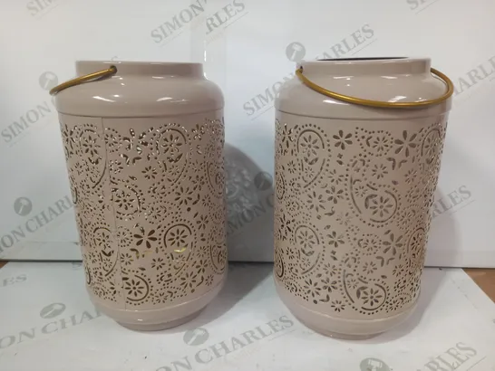 GARDEN REFLECTIONS SET OF 2 PATTERNED SOLAR LANTERNS