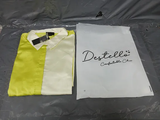 18 BRAND NEW DESTELLO LEMON/GREEN BUTTON UP L/XL 