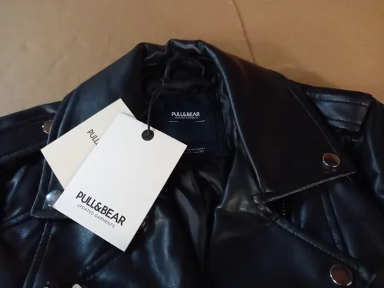 PULL & BEAR LEATHER LOOK BIKER STYLE JACKET - L