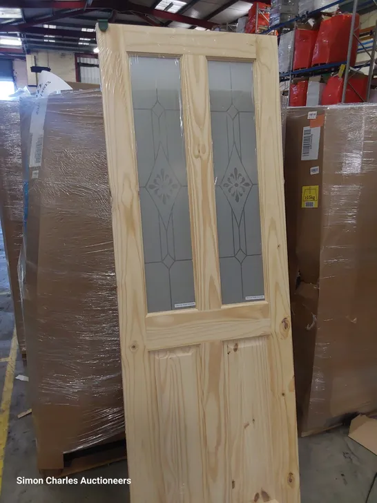 KNOTTY PINE 4 PANEL HALF GLAZED INTERNAL DOOR 1981 × 686mm