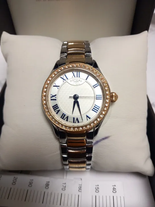 BOXED ROTARY LADIES SWISS MADE CAMBRIDGE SAPPHIRE WRIST WATCH