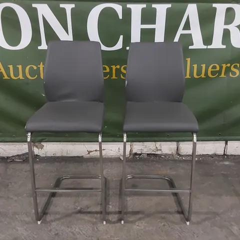 SET OF 2 DESIGNER GREY BAR CHAIRS