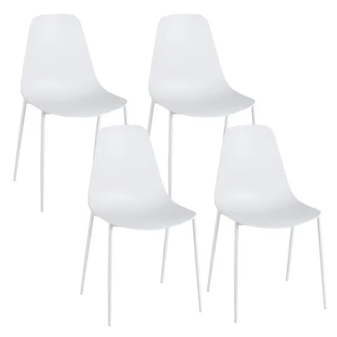 BOXED COSTWAY ARMLESS DINING CHAIR SET OF 4 METAL LEG LEISURE CHAIR - WHITE