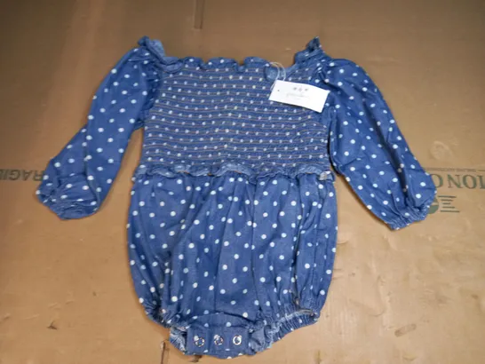 GREENBERRY ANN SMOKED DENIM ROMPER IN BLUE SIZE AGE 12-24MTHS