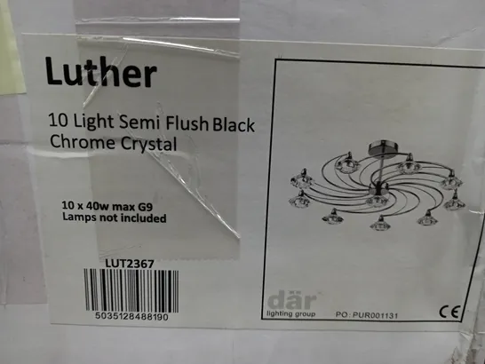 LUTHER 10 LIGHT SEMI FLUSH BLACK CHROME CRYSTAL