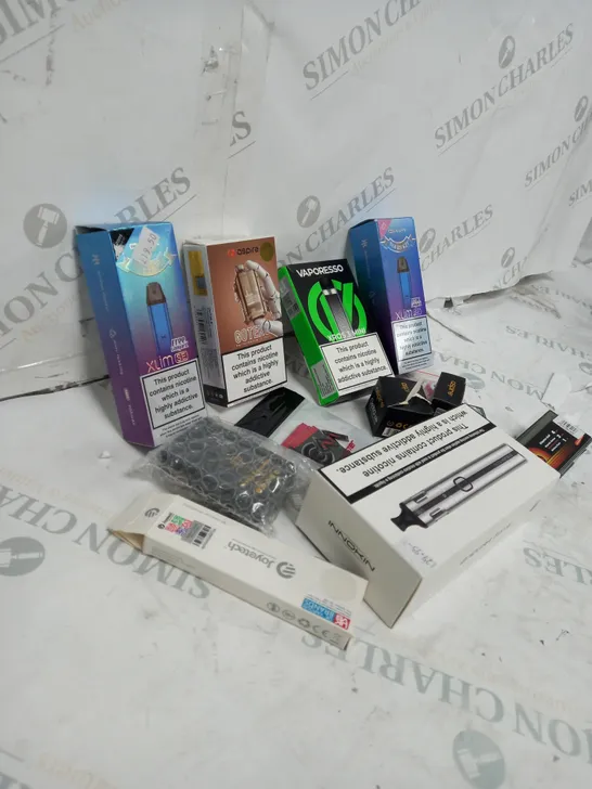 BOX OF APPROXIMATELY 10 ASSORTED E-CIG PRODUCTS TO INCLUDE ASPIRE, OXVA, VAPORESSO ETC