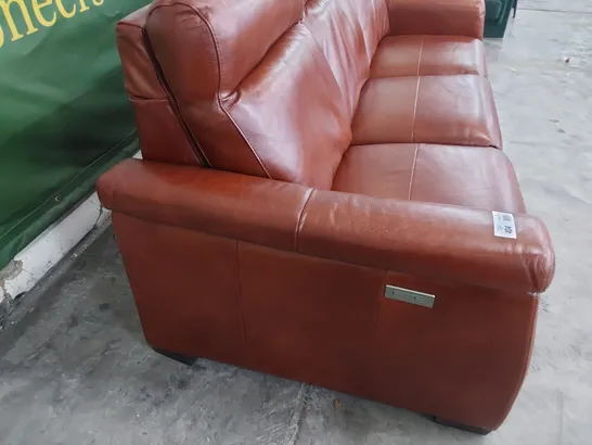 QUALITY ITALIAN DESIGNER ADRIANO POWER RECLINING THREE SEATER SOFA TAN LEATHER 