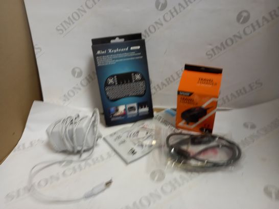 LOT OF APPROXIMATELY 10 ASSORTED ELECTRICAL ITEMS, TO INCLUDE MINI KEYBOARD, CHARGERS, ETC