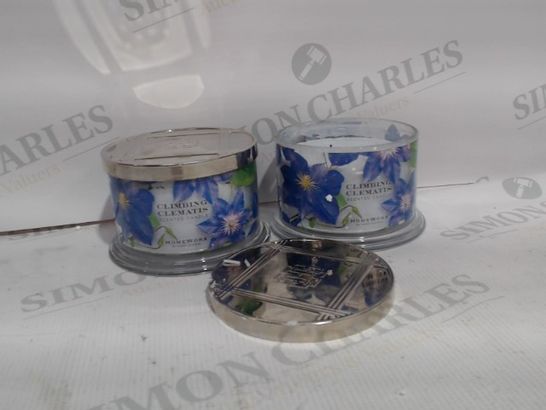 HOMEWORX BY HARRY SLATKIN CLIMBING CLEMATIS SET OF 2 4 WICK CANDLES