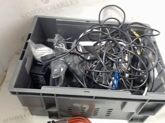 LOT OF ASSORTED CABLES, LEADS, PC PARTS ETC 