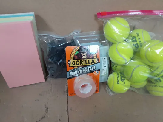 APPROXIMATELY 20 ASSORTED HOUSEHOLD ITEMS TOO INCLUDE  TENNIS BALLS - GORILLA GLUE - ETC 