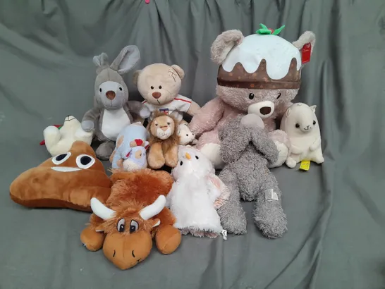 BOX OF ASSORTED PLUSH SOFT TEDDIES