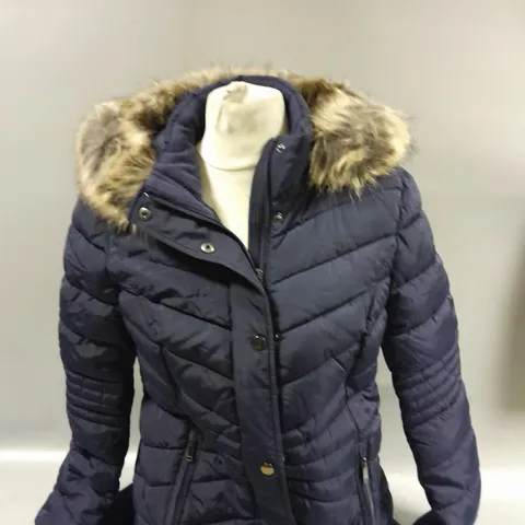 CENTIGRADE FAUX DOWN COAT WITH REMOVABLE HOOD NAVY MEDIUM