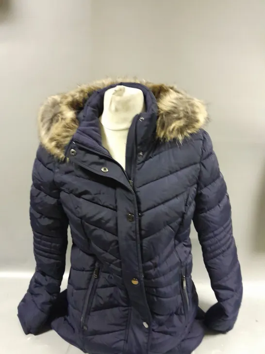 CENTIGRADE FAUX DOWN COAT WITH REMOVABLE HOOD NAVY MEDIUM