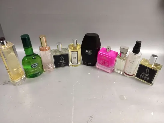 APPROXIMATELY 10 UNBOXED FRAGRANCES TO INCLUDE; BRUT, JOVAN, RAPPORT, VIVA LA JUICY, CALVIN KLEIN AND JACK WILLIS