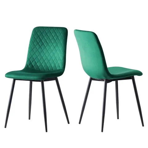 BOXED SET OF 2 UPHOLSTERED DINING CHAIRS IN GREEN