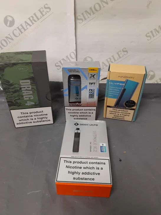 BOX OF APPROXIMATELY 20 ASSORTED E-CIGARATTES TO INCLUDE VAPORESSO, INNOKIN, ASPIRE ETC