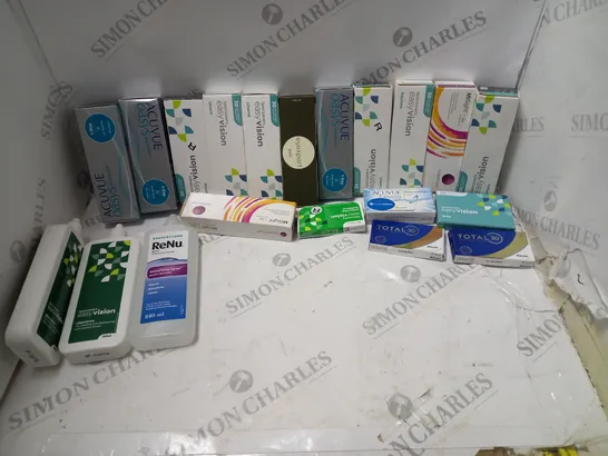 LOT OF HOUSEHOLD ITEMS TO INCLUDE ACUVUE OASYS WITH HYDRALUXE CONTACT LENSES , ETC