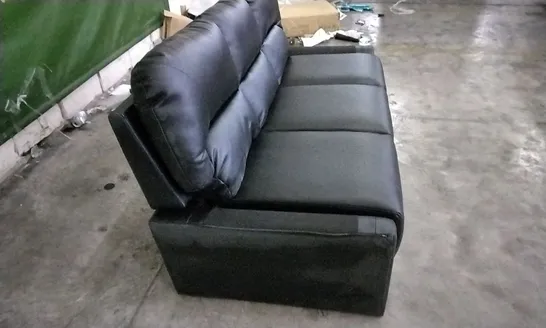 DESIGNER BLACK LEATHER 3 SEATER SOFA (ARMS MISSING)