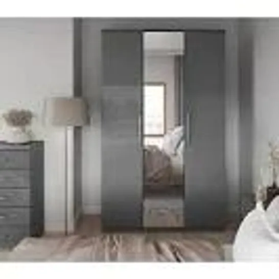 BOXED GRADE 1 PRAGUE BLACK ASH 3 DOOR ROBE WITH MIRRORS (3 BOXES) RRP £513