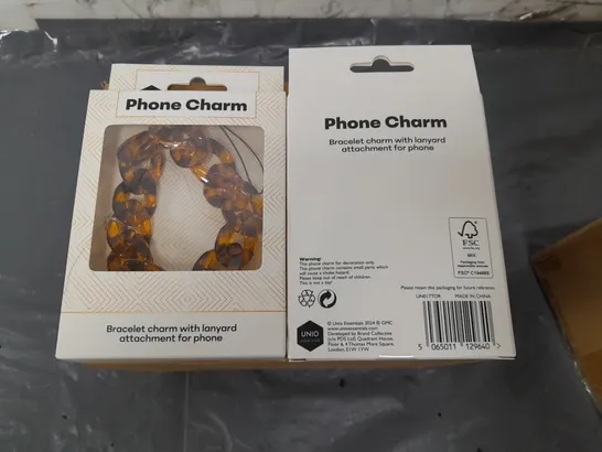 LOT OF 48 BOXED BRAND NEW PHONE CHARMS IN TORTOISE 