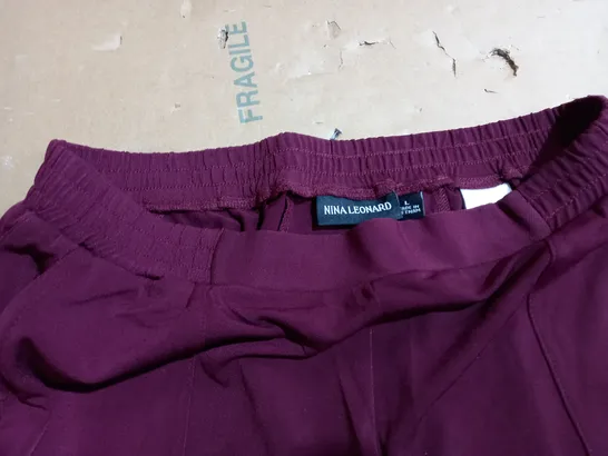 NINA LEONARD LOUNGE TROUSERS DEEP WINE UK LARGE 