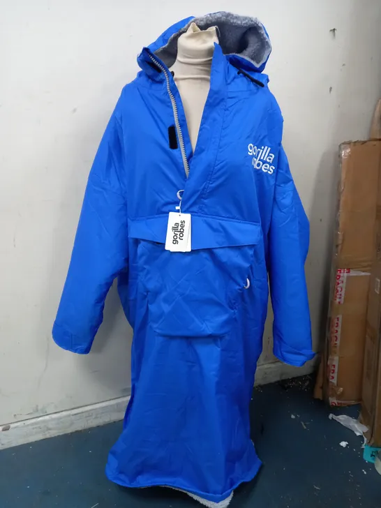 GORILLA ROBES ZIP UP COAT IN BLUE - LARGE